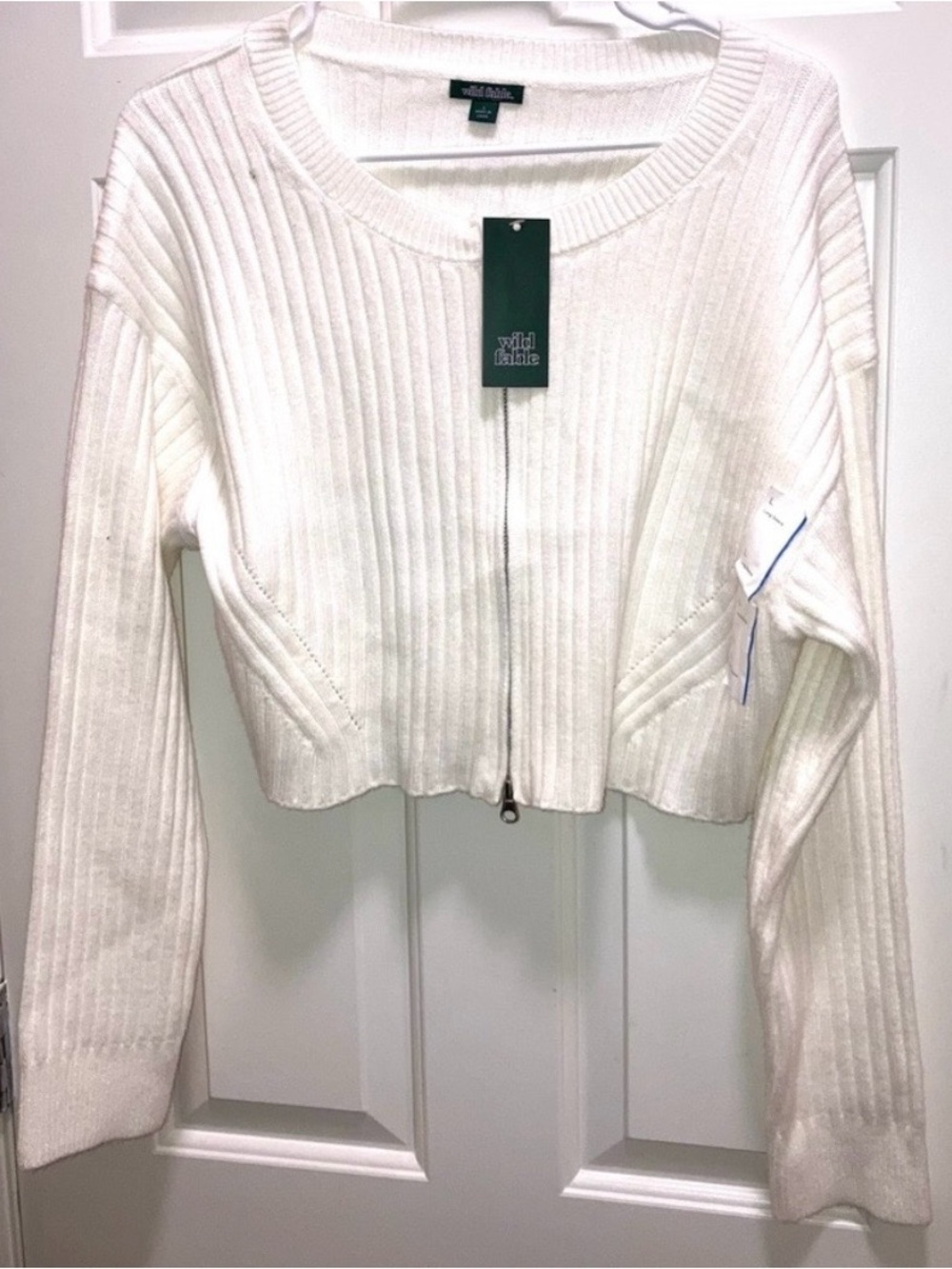 Women's Zip-Front Cardigan - Wild Fable white Size Large new